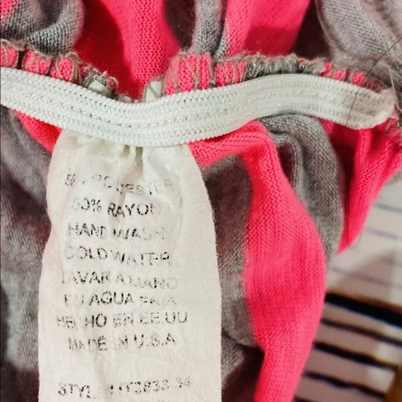 Lipstick Tank juniors Sz Medium Neon Hot Pink Gray Stripes Ladies Shirt Slimming - Picture 10 of 11